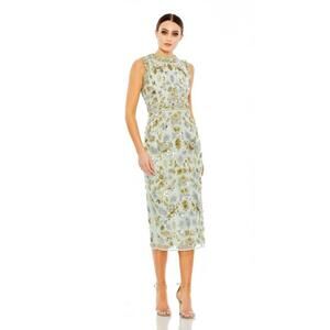 Mac Duggal 93761 Floral Beadwork Jewel Neck Dress Size 4